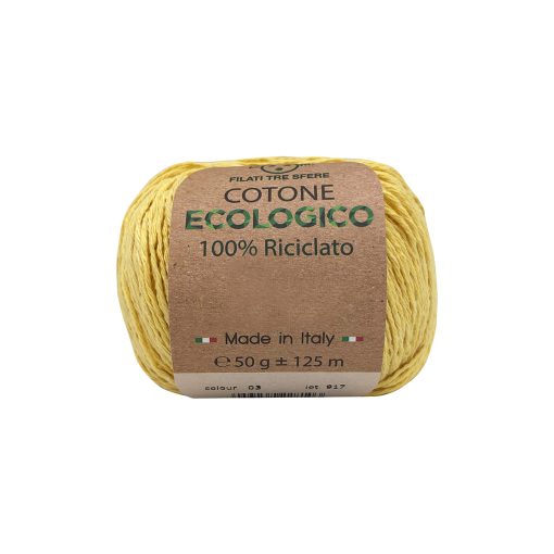 Cotone Ecologico Tre Sfere Riciclato 100% Cotone 80% Poliestere 20% Giallo 03